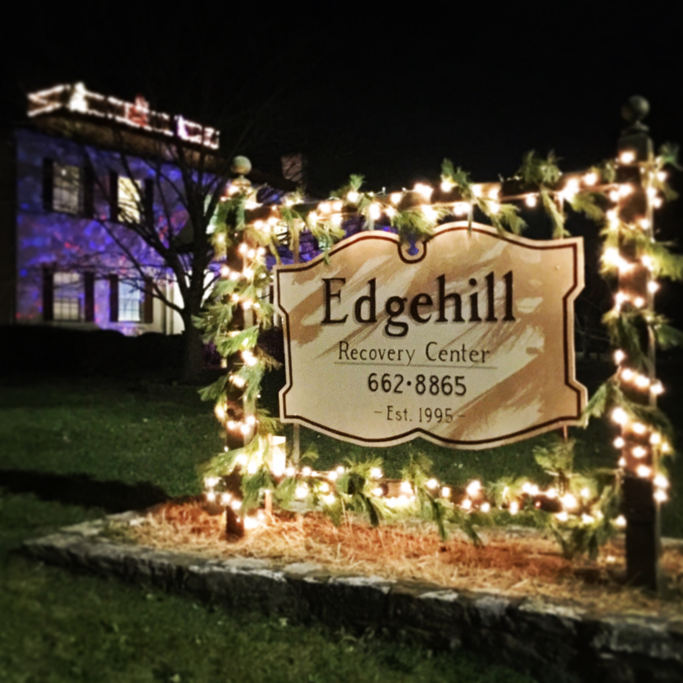 Edgehill decorated with festive lights